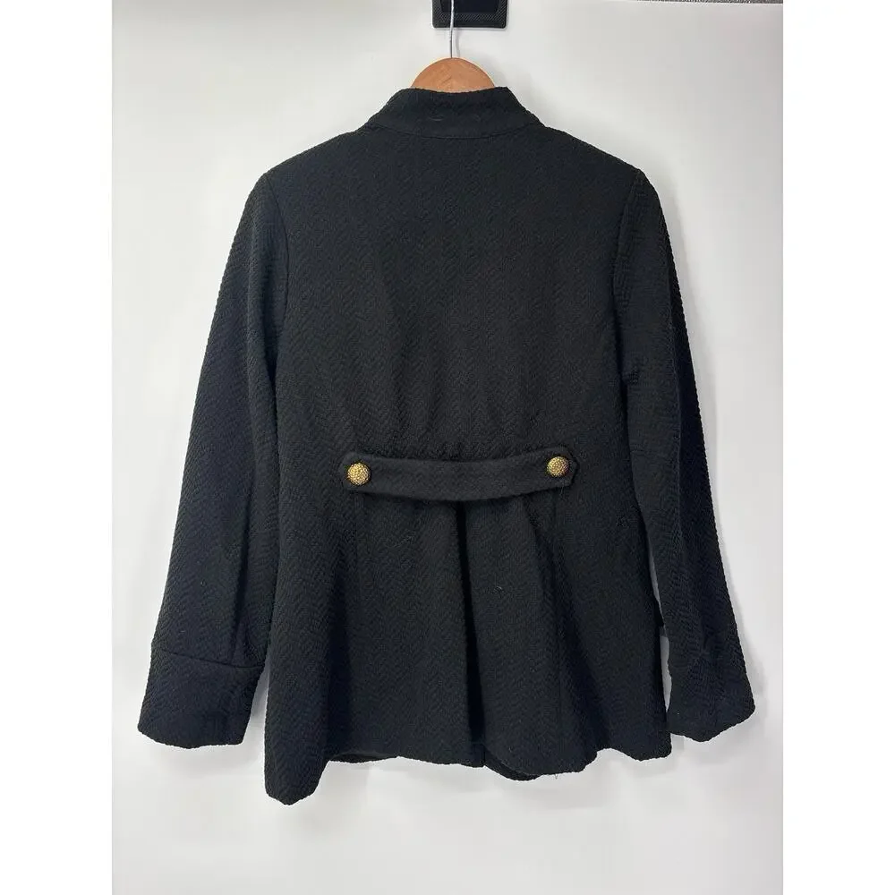 Joan Rivers Womens Black Textured Blazer Jacket Size Medium Gold Buttons Pockets